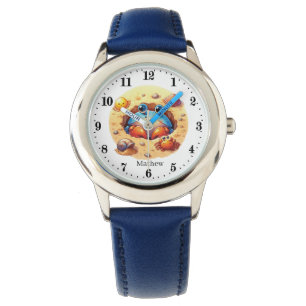 Niedliche unisex Kinderkrabbelfreunde tragen ihren Armbanduhr