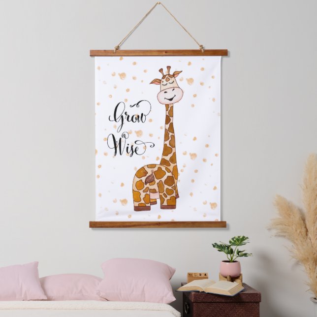 niedliche Unisex-Kinderzimmer-Giraffe Wandteppich Mit Holzrahmen (Schlafzimmer)