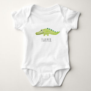 Niedliche Unisex Watercolor Crocodile Safari mit d Baby Strampler