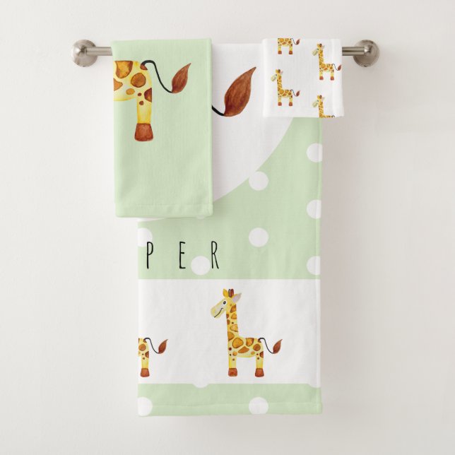 Niedliche Unisex Watercolor Giraffe Safari Baby/Ch Badhandtuch Set (Insitu)