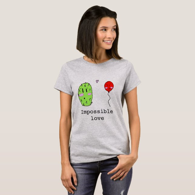 Niedliche unmögliche Liebe Cactus und Balloon T-Shirt (Vorne ganz)