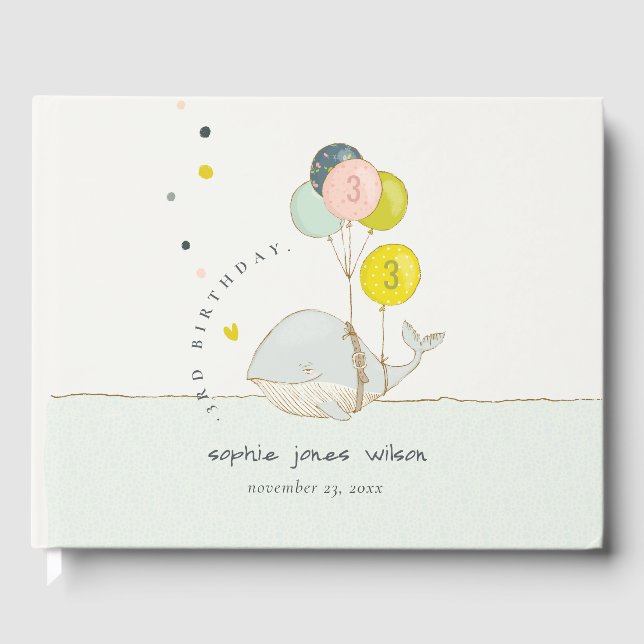 Niedliche Unterwasserballon Herzwale Kindergeburts Gästebuch (Vorderseite)
