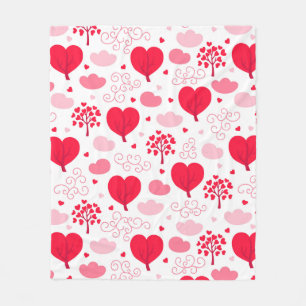 Niedliche Valentinbaume formen Herzmuster Fleecedecke