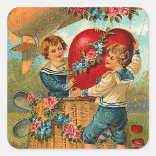 Niedliche Valentine-Aufkleber Quadratischer Aufkleber