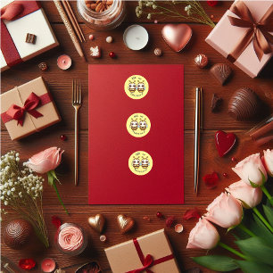 Niedliche Valentine-BEE Runder Aufkleber