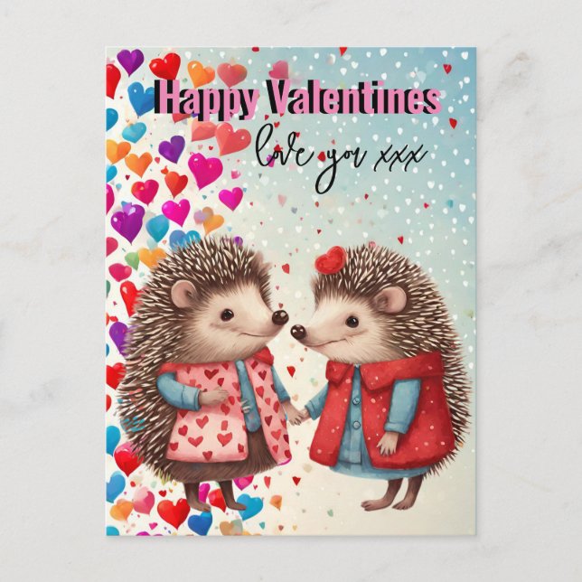 niedliche Valentine, Igel, Freund, Freundin Postkarte (Vorderseite)
