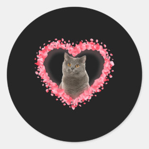 Niedliche Valentine Katze Herzgeschenk 2 Katze Lie Runder Aufkleber