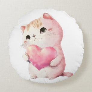 Niedliche Valentine Kitten, Liebe Katzen Katzenwir Rundes Kissen