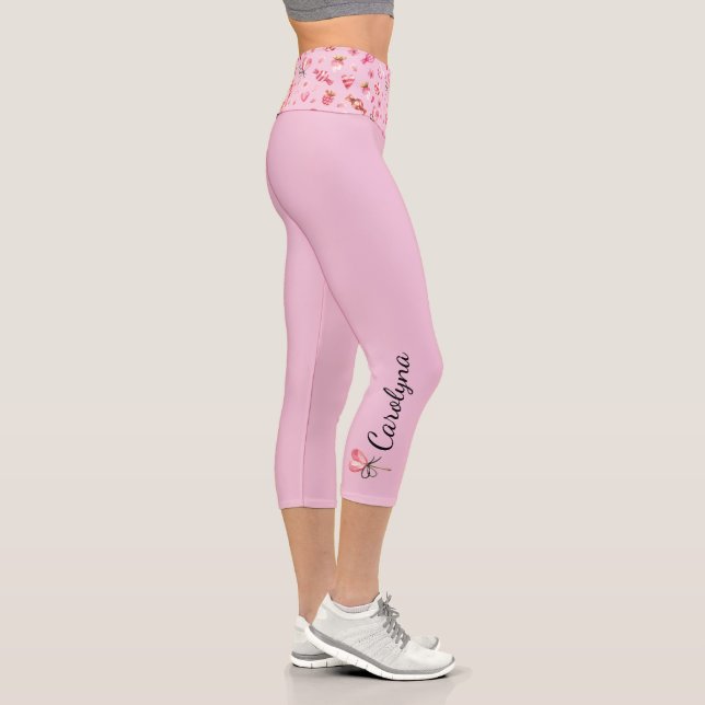 Niedliche Valentine Rosa Candies Hochgebranntes Ca Capri Leggings (Rechts)