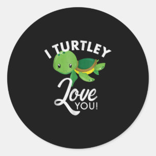 Niedliche Valentine Turtle I Turtley Liebe Sie Runder Aufkleber