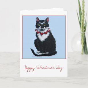 Niedliche Valentine tuxedo Cat Grußkarte Feiertagskarte