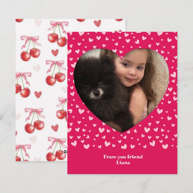 ❤️ Niedliche Valentiner Fotokarte für Kinder Feiertagskarte (Vorne/Hinten)