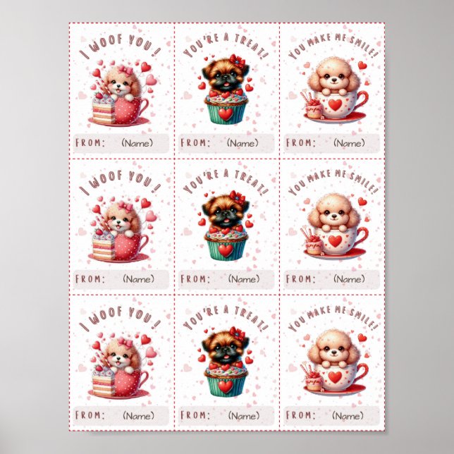 Niedliche Valentinerkarte für Kinder Poster (Vorne)