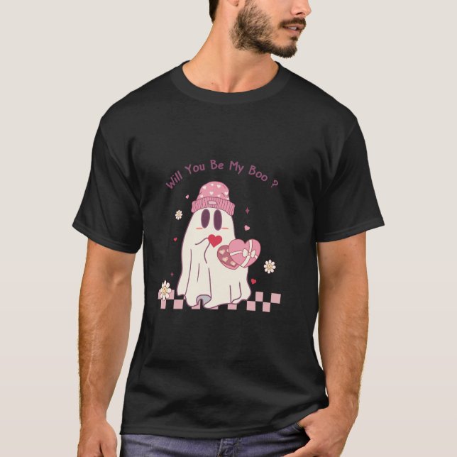 Niedliche Valentines Ghost wird mein Boo-Hat-Süßig T-Shirt (Vorderseite)