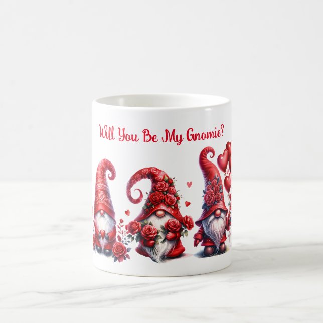 Niedliche Valentines Gnome mit Herz und Löwen Tass Kaffeetasse (Mittel)