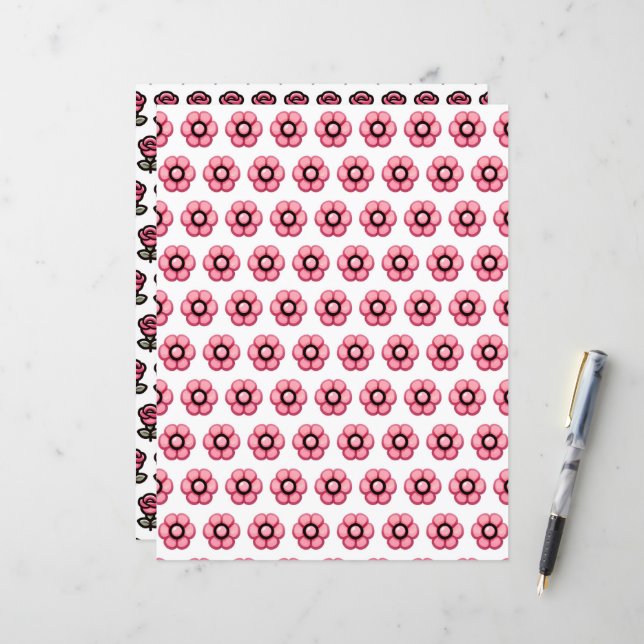 Niedliche Valentines Muster Scrapbook Paper (Vorderseite/Rückseite Beispiel)