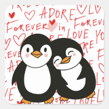Niedliche Valentines Pinguin Stickers