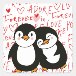 Niedliche Valentines Pinguin Stickers