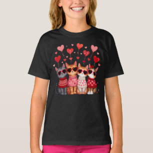 Niedliche Valentinkatzen in Herzsonnenbrille T-Shirt