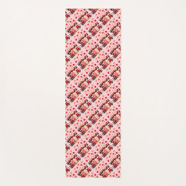 Niedliche Valentinkatzen in Herzsonnenbrille Yogamatte (Vorderseite)