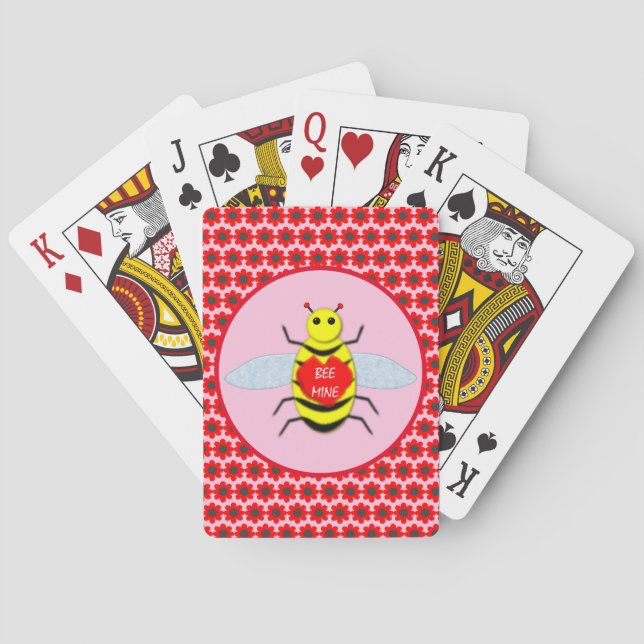 Niedliche Valentinstag-Biene Spielkarten (Rückseite)