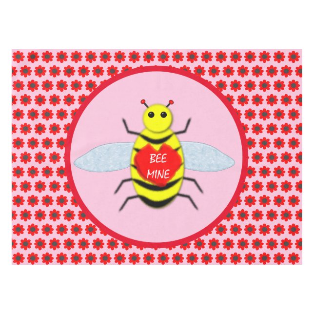 Niedliche Valentinstag-Biene Tischdecke (Vorderseite (Horizontal))