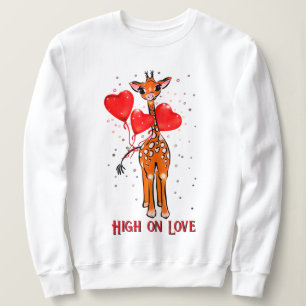 Niedliche Valentinstag-Giraffe Herzblasen Sweatshirt