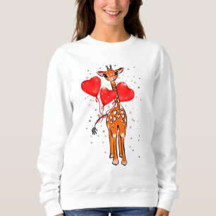 Niedliche Valentinstag-Giraffe Herzblasen Sweatshirt