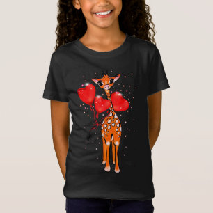 Niedliche Valentinstag-Giraffe Herzblasen T-Shirt