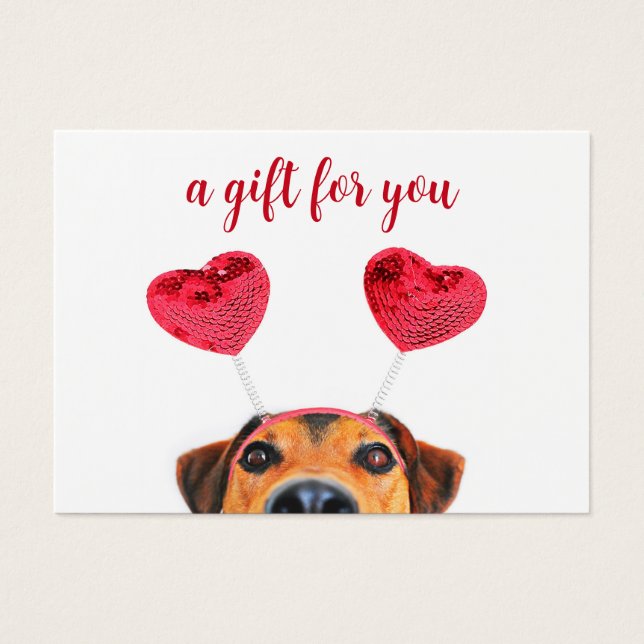 Niedliche Valentinstag Hunde-Headband-Geschenkkart (Vorderseite)