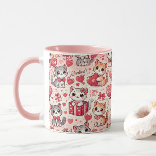 Niedliche Valentinstag Katze Tasse - Geschenk für 