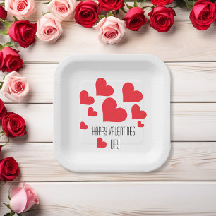 Niedliche Valentintagsherzen und Tonnen Liebe Cool Pappteller