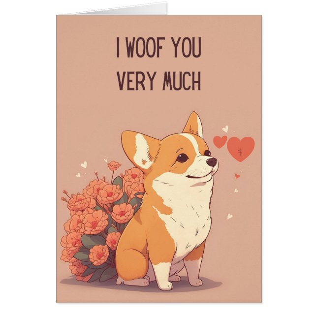 Niedliche Valentintagskarte | I Woof You (Vorne)