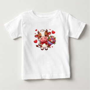 Niedliche Valentintagskuh Baby T-shirt