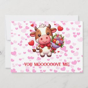 Niedliche Valentintagskuh Feiertagskarte