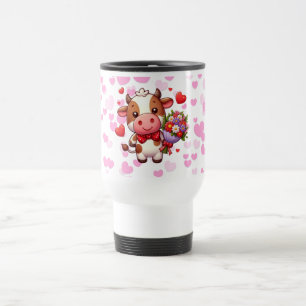 Niedliche Valentintagskuh Reisebecher