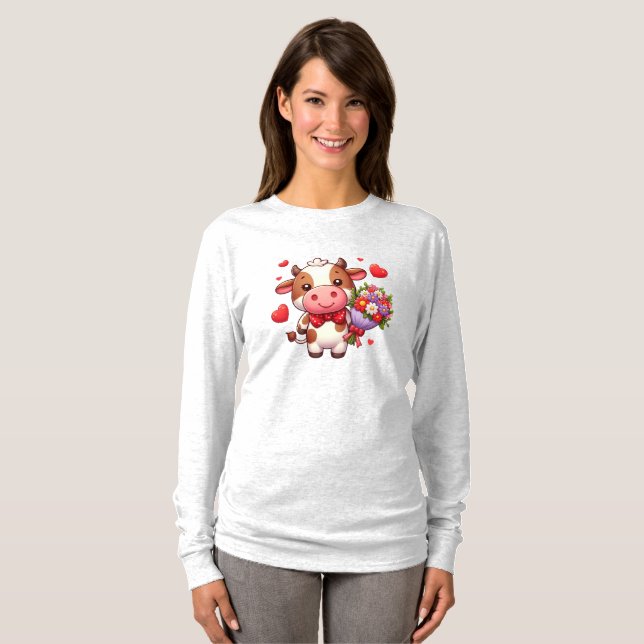 Niedliche Valentintagskuh T-Shirt (Vorne ganz)