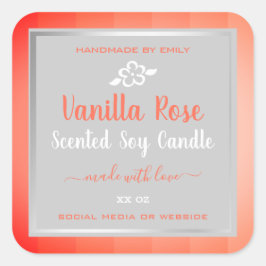 Niedliche Vanilla Rose Rosa Produktverpackungsmark Quadratischer Aufkleber