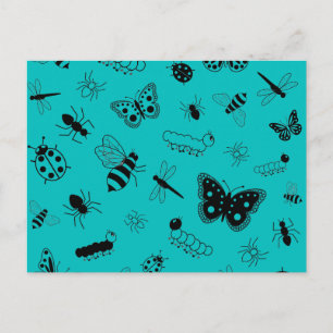 Niedliche Vector Bugs & Butterflies (Aquamariner H Postkarte