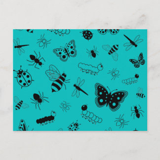 Niedliche Vector Bugs & Butterflies (Aquamariner H Postkarte
