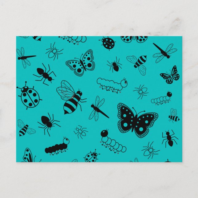 Niedliche Vector Bugs & Butterflies (Aquamariner H Postkarte (Vorderseite)