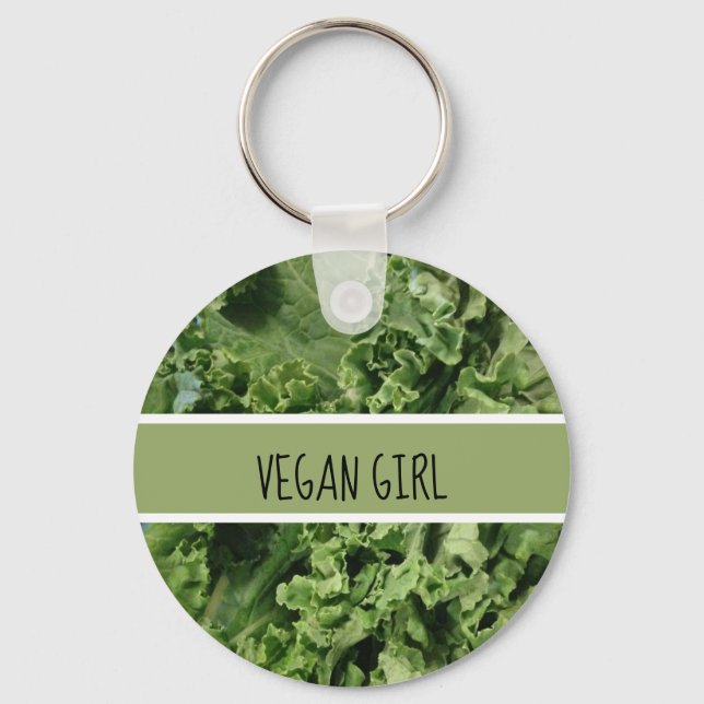Niedliche Vegane Girl Green Kale Schlüsselanhänger (Vorderseite)
