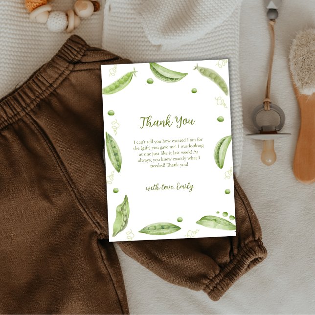 Niedliche Vegetation Veggie Süßerbse in Pod Kinder Dankeskarte (Cute Greenery Veggie Sweet Pea In Pod Baby Shower Thank You Card)