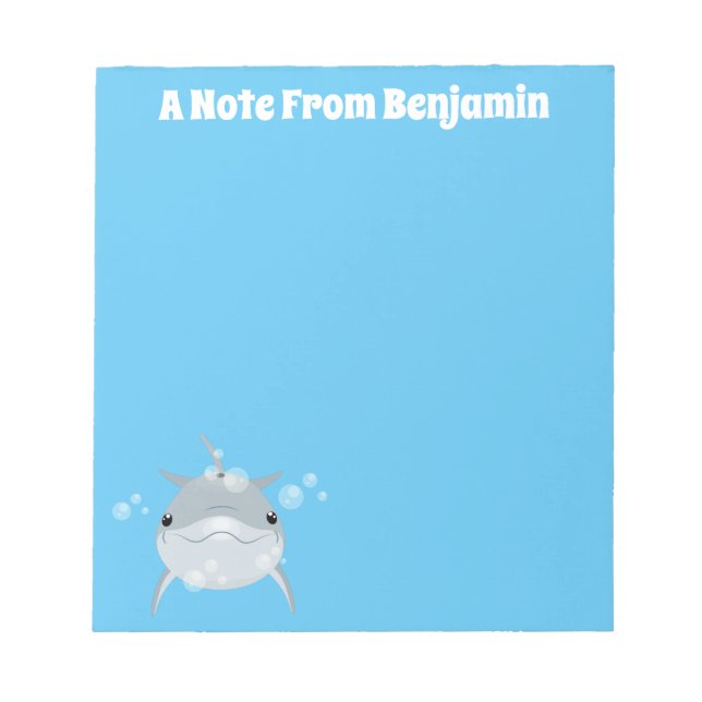 Niedliche Veranschaulichung des Cartoon-Delfins Notizblock (Vorderseite)