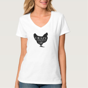 Niedliche verrückte Huhn-Dame T-Shirt