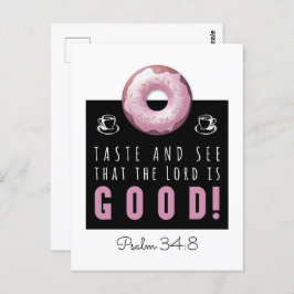Niedliche Verse Psalm 34:8 mit Pink Doughnut Postkarte
