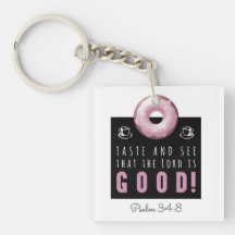 Niedliche Verse Psalm 34:8 mit Pink Doughnut