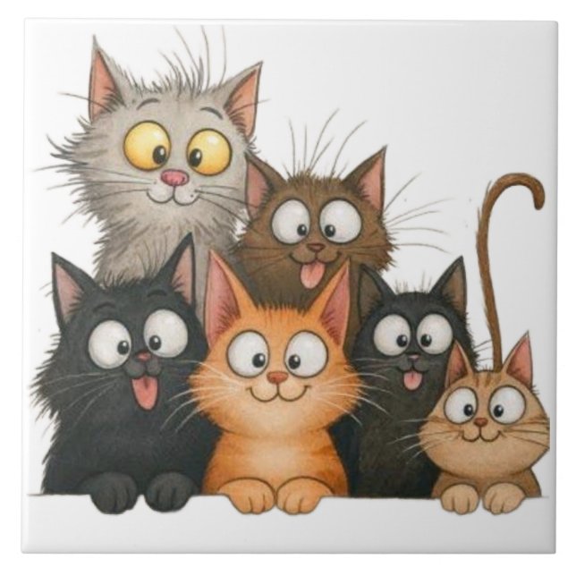 Niedliche verspielte Katzen Fliese (Vorderseite)