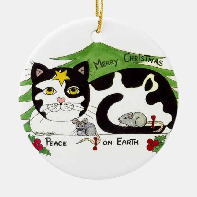 Niedliche Verzierung des WELTFRIEDENS, ein Muss Keramik Ornament (Vorne)