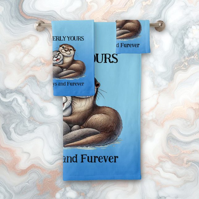 Niedliche vierteljährliche Stunden immer und immer Badhandtuch Set (Otterly Yours Now and Furever Bath Towel Set Cover Photo)